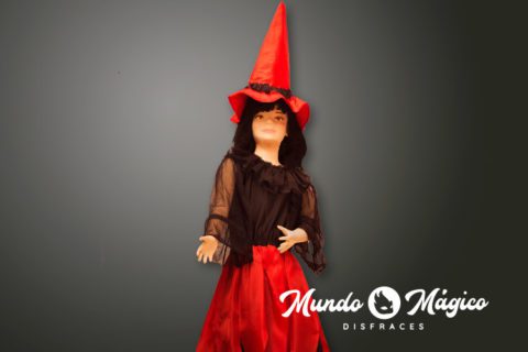 Brujita negra con rojo | Mundo Mágico Disfraces
