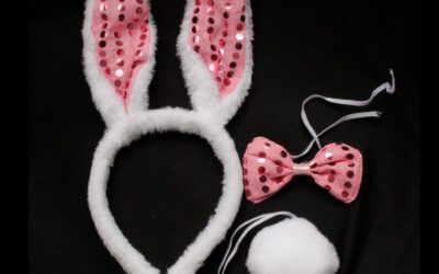 Pack de conejita con orejas con lentejuelas rosa