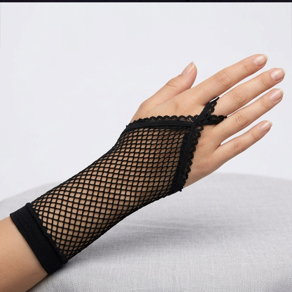 guantes negros de red medianos