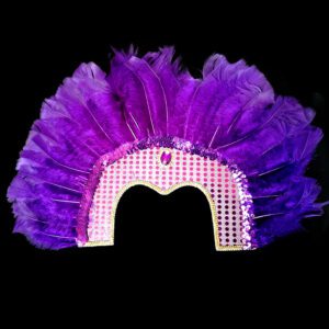 tocado plumas lila