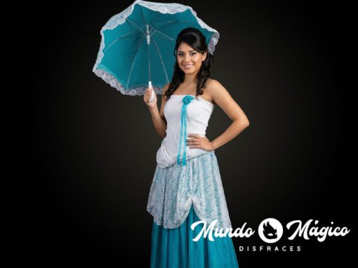 Q.44 Quiteña Stretch Blanco y Turquesa